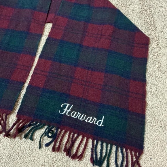 Harvard Tartan Plaid Lambswool Scarf Embroidered Initials Made in Scotland - Picture 3 of 8